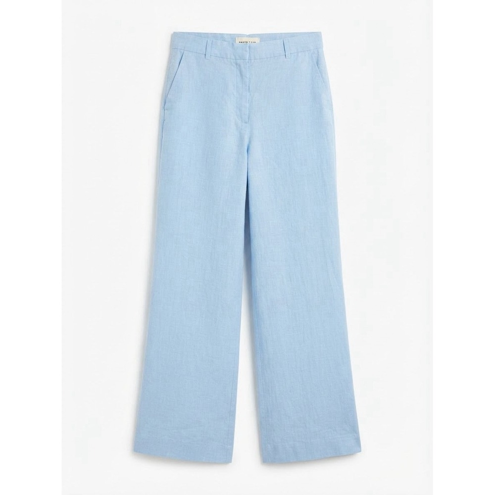 Abercrombie Fitch Linen Womens Pants 31 Long 12 Blue Boho New Wide Leg